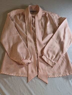 Machine Cream Blouse with Red Polka Dots